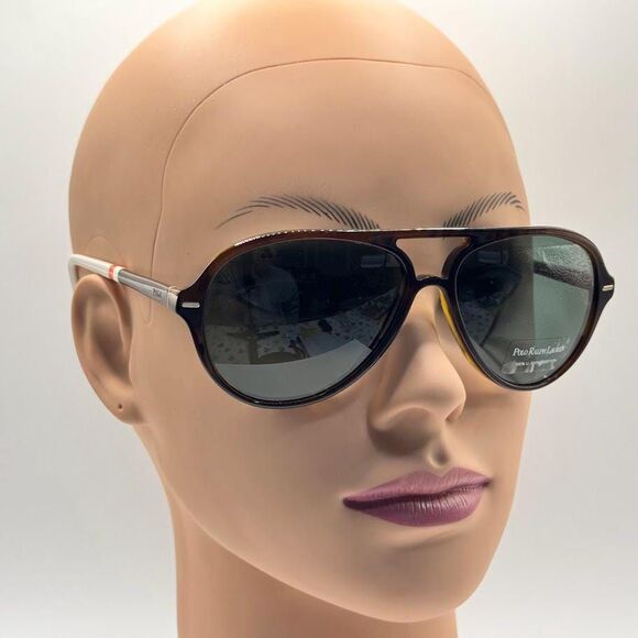 NEW Men's Y2K Ralph Lauren Aviator Sunglasses Polo 4062 Brown/Orange 58/15 Italy - Picture 1 of 11